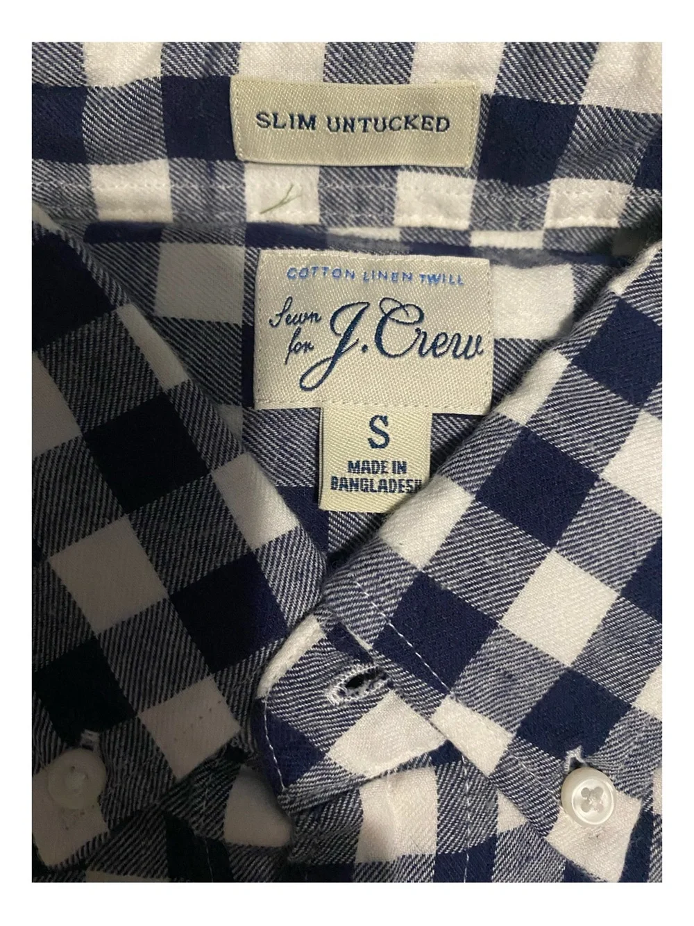 J. Crew Navy and White Slim-Fit Check Button-Down Shirt